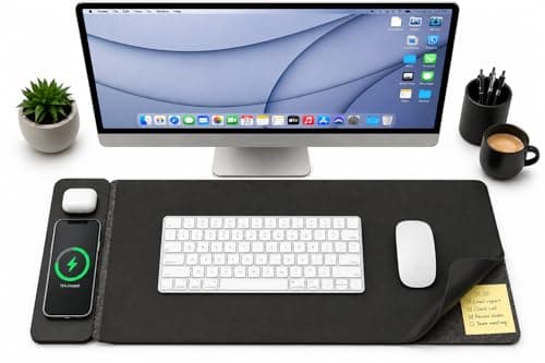 Triple C Tech Wireless Charging Desk Mat 15W MagSafe Vegan Leather 30.7"x14.6"