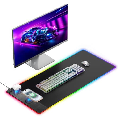 Miroddi RGB Mouse Pad with Wireless Charging 31.5"x15.75" 13 Light Modes