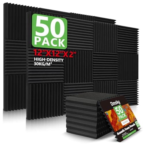 Acoustic Foam Panels, 2"x12"x12" (50-Pack)