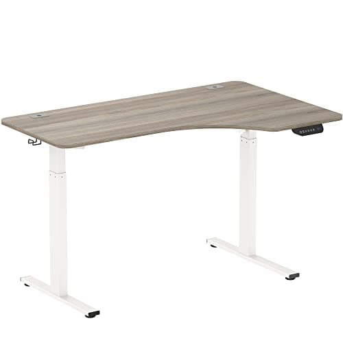 SHW 55-Inch Electric Height Adjustable L-Shaped Standing Desk