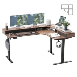 FEZIBO L Shaped Electric Standing Desk 63x48 with Drawers