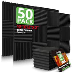 Acoustic Foam Panels, 2"x12"x12" (50-Pack)