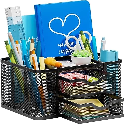 Marbrasse Mesh Desk Organizer with Drawer